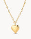 Dome Link Chain Heart Pendant Necklace